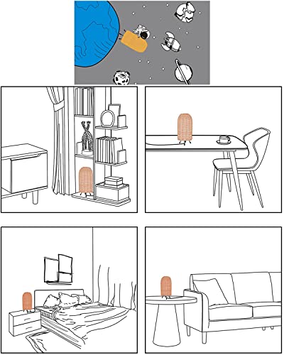 Phichy Rattan Bedroom Table Lamp, Bedside Lamp For Nightstand, Small Desk Lamp With Round Bamboo Woven Light Shade For Living Room, Kids Room, Dorm, Home Office (2200K Led Bulb Included) #TOP5