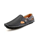 ailishabroy Mens Driving Penny Loafers Faux Leather Moccasins Slip On Casual Dress Boat Shoes Designer Shoes for Men(Black 9.5 US)