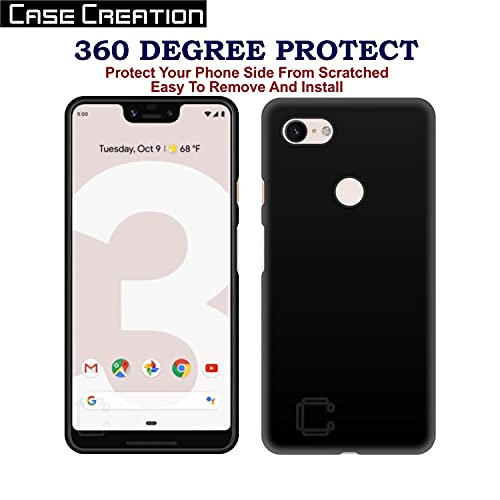 Image of Case Creation Compatible with Google Pixel 3 Back case, Google Pixel 3 Slim Flexible Smart Look case with 360 Camera All Angle Protection (Pure Black)
