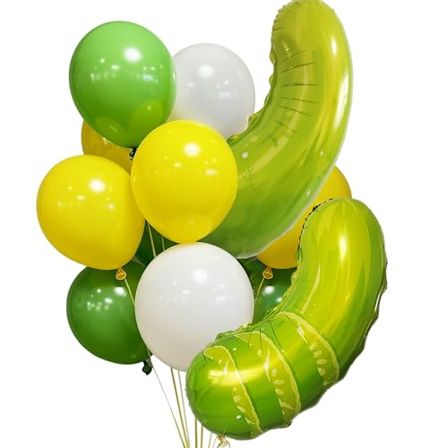 Giant Pickle Balloons 17pcs - Funny Big Dill Mylar Foil + Green Yellow White Latex, It's Kind of a Big Dill Birthday Party BBQ Classroom Novelty Decorations