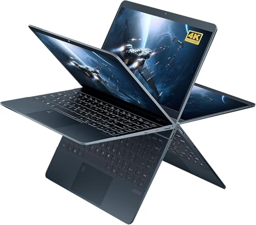 Image of Laptop【 Win 11 Pro】 14 inch 4K （3840 * 2160） All Metal 2 in 1 360 Convertible Laptop with Touchscreen 12th Alder Lake-N95 (up to3.4GHz) DDR5 12GB /512GB SSD Tablet Notebook PC
