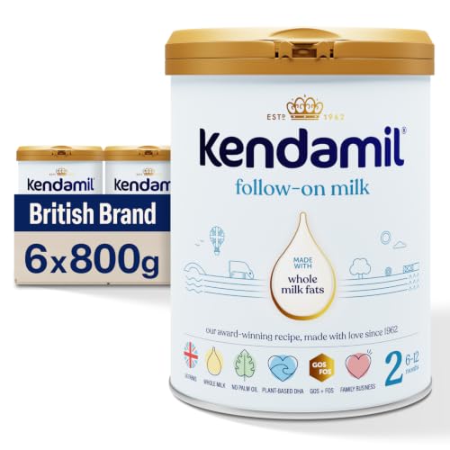 Image of (6x800g) Kendamil Follow-On Milk 6-Pack, Stage 2, 6-12 Months – British Made, Whole Milk Formula – Vegetarian, No Palm Oil, No GMOs – with Omega 3 DHA, Omega 6 ARA and Prebiotics