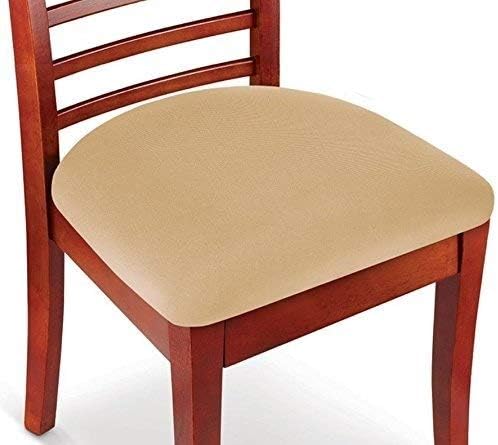 KLEEGER Chair Covers Protective & Stretchable: Fits Round Square Chairs Kids, Pets, Set of 2 (Tan Beige)
