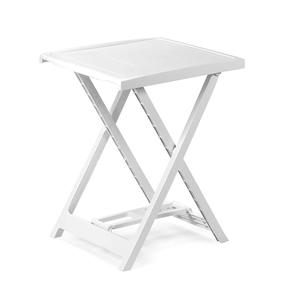 VIRSUS Tavolo Pieghevole Piccolo da Giardino in Plastica di colore Bianco, Misura 50x47x65 cm, Salvaspazio Facile da Riporre, Tavolino da Campeggio, Picnic, Terrazzo, per Esterno ed Interno -ARN003F