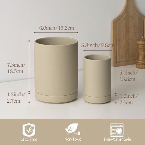 CEEFU 7.3"+5.4" Ceramic 2-in-1 Utensil Holder Set for Farmhouse Countertop by CEEFU - Used condition - Image 2
