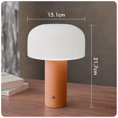 Image of Table Lamp for Bedroom, Study Table & Living Room | Small Metallic Finish Night Lamp with Frosted Dome Diffuser | Bedside Lamp, Desk Light & Home Decor Gift (Dome, Orange)
