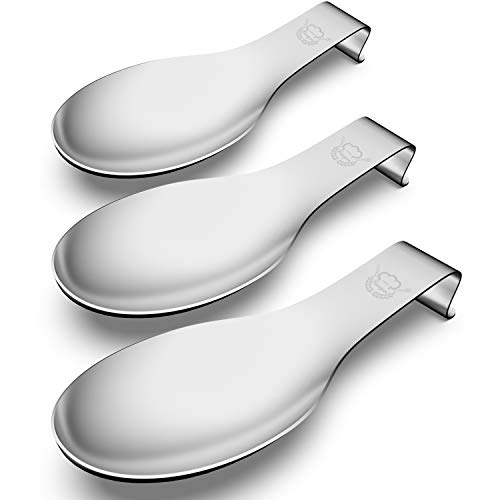 Fungun Large patula Ladle Holder, Stainless Steel Brushed Finish Spoon Rest Holder, Utensil