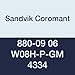 Sandvik Coromant, 880-09 06 W08H-P-GM 4334, CoroDrill 880 Insert for Drilling, Carbide, Square, Right Hand Cut, 4334 Grade, Ti(C,N)+Al2O3+TiN, Wiper, Inveio? Coating Technology (Pack of 10)