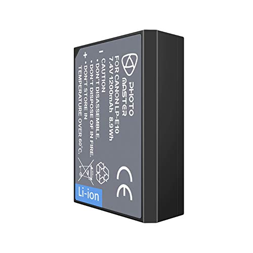 PHOTO MASTER LP-E10 Batería Reemplazo para Canon EOS 4000D, EOS 3000D, EOS 2000D, EOS 1500D, EOS 1300D, EOS 1200D, 1100D, Kiss X70, Kiss X50, EOS Rebel T6, Rebel T5, Rebel T3