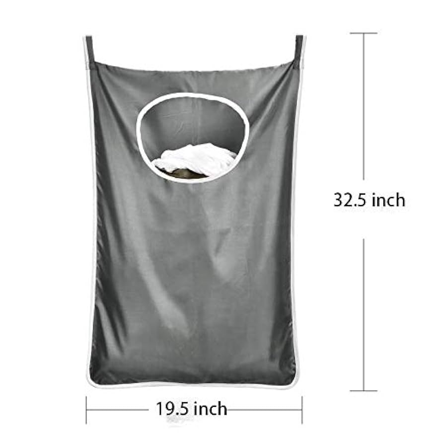 DONAQ Hanging Laundry Hamper Bag XL 40x22", Space Saving Over The Door Storage Bags, Behind The Door Hampers For Dirty Clothes & Wall Mounted Basket For Bathroom (1, Black