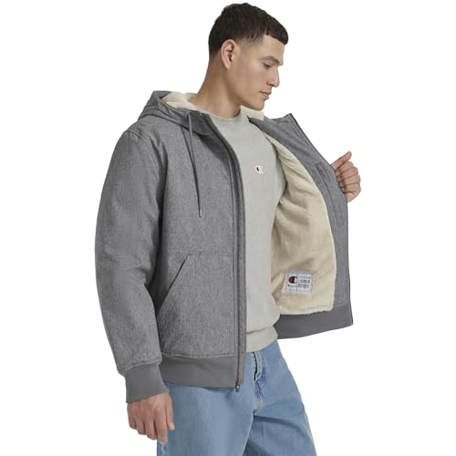 Champion Men's Sherpa Lined Hoodie Sweatshirt, Heather Grey, M - image 1