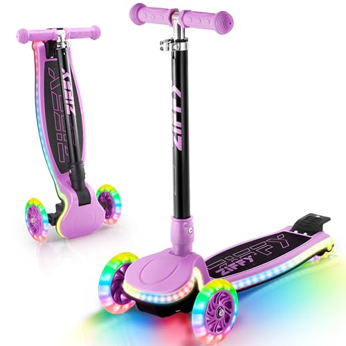 ZIFFY Kids Scooter for Boys & Girls - Features LED Light-Up Wheels, 4 Adjustable...