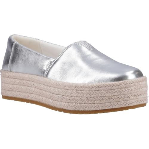 Toms Espadrilles Plates Valencia pour Femme - Blanc cassé, Argenté, 7