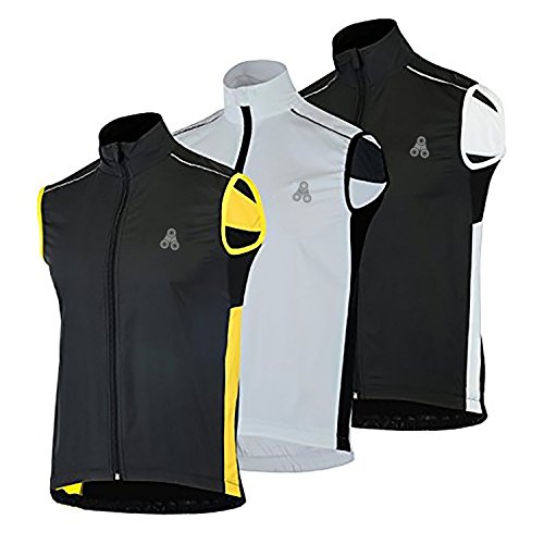 Colete corta-vento – colete de ciclismo sem mangas refletivo à prova de vento, Branco/preto, G