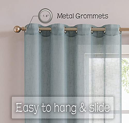 Spa Linen Sheer Curtain Panel Pairs 84 Inches Long With Grommets/Eyelets Rustic Window Treatment Drapery Sets For Living Room Bedroom Farmhouse, 54"X84", 2 Panels #TOP4