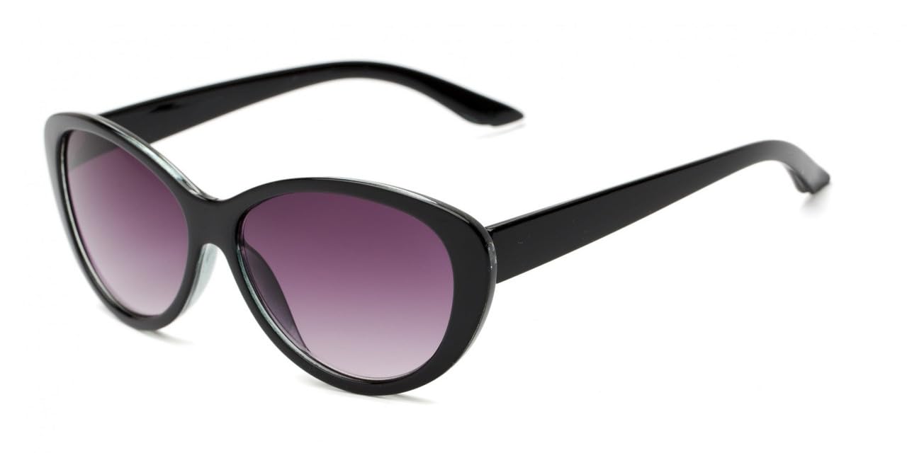 I-Sential Women's Black Reading Sunglasses Designer Retro Frame Uv400 Sun Readers Tinted Glasses & Case 1.75