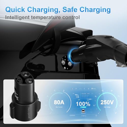 FOCSPROD J1772 to Tesla Charger Adapter, Max 80A 250V