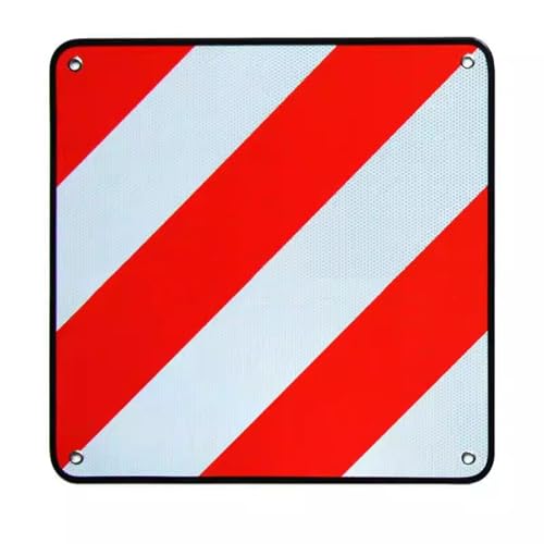 Señal V-20 para Remolque, 50x50cm, Universal España e Italia, Placa de Advertencia Roja y Blanca para Portabicicletas y Autocaravanas (Rojo y blanco, 50cm)