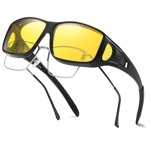 IGnaef Fit Over Night Driving Glasses for Men Women - Reduce Glare & HD Polarized IF0312