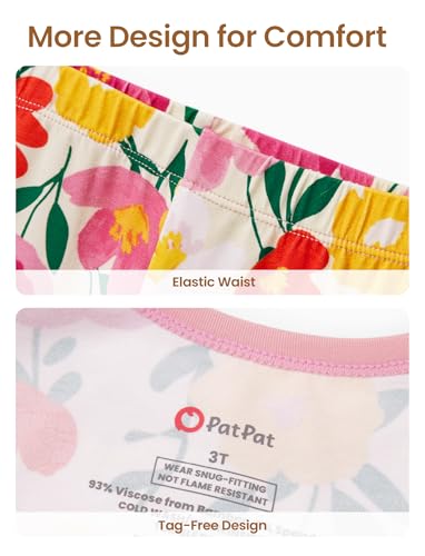 PATPAT Bamboo Viscose Pajama Set for Toddlers with Improved Tensile Strength, Snug Fit Pjs Sleeper for Baby Boys Girls Kids4