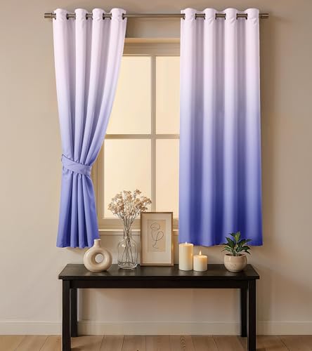 Image of Ultimate Trends Room Darkening Ombre Curtain | Polyester Gradient | Room Doors and Window| 6 FEET Pack of 2,Lavender