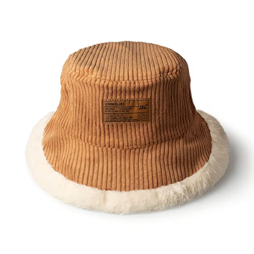 CHOK.LIDS Sombrero de Cubo de Piel Reversible Unisex Elegante Pana de Moda Suave Esponjoso cálido Ligero Gorro de Pescador de Lana de Invierno (Camello) Cover