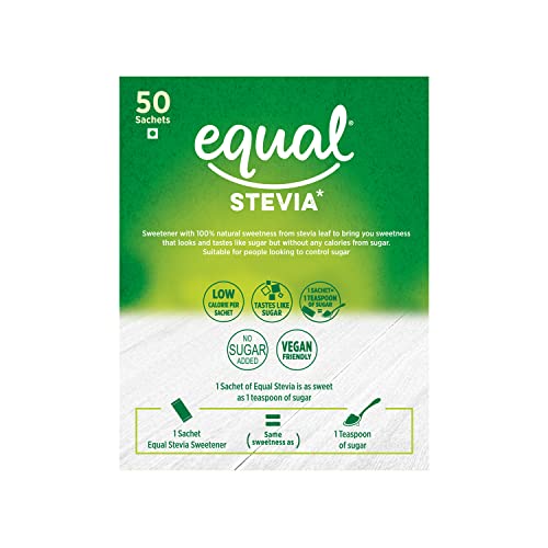 Image of Equal Stevia Natural Sweetener, Sugar Free, 50 Sachet (Pack of 1)