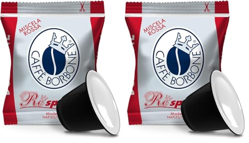 Caffè Borbone Respresso, Mezcla de Café Roja - 100 Cápsulas -Compatibles con Máquinas de Café Nespresso®* para uso doméstico (Paquete de 2)