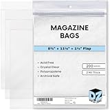 Display Zone Magazine Bags 8-3/4' X 11-1/8' - 200 Pack Acid-Free Polypropylene Plastic Sleeves - Crystal Clear Protection for Your Magazines - Archival Storage Covers for Collectors
