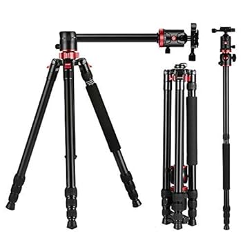 HIFFIN HF-550 Tripod, 65IN Special Quality Camera Tripod for Canon Nikon DSLR, Aluminum Alloy Tripod with 360 Degree Ball Head, Professional Tripod for Travel and Work (Black) (HF-550)