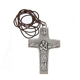 SHALOM - Croce Del Buon Pastore Di Papa Francesco In Metallo, Con Laccio E Confezione. Dimensioni 3,3x4,8 Cm