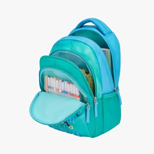 Image of Genie Backpack for Girls Laptop Sleeve, Three Compartments and Organiser with Padded Shoulders |Best for Books,Stationery,Lunch Box & Essentials