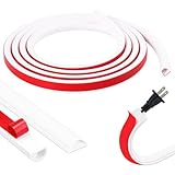 Kabelkanal Weiß Selbstklebend, Mini Kabelkanal 2 m, Flexible Kabelabdeckung zum Verstecken von 1 Kabel, Kabelbrücke Boden für Zuhause, Büro, Vermeidung von Stolperfallen (14x10mm)