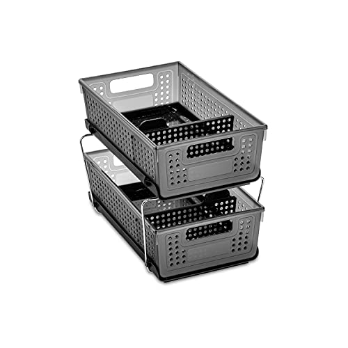 Organizador Multipropósito de Plástico Madesmart de 2 Niveles con Cestas Deslizantes Divididas, para Debajo del Fregadero miniatura 2