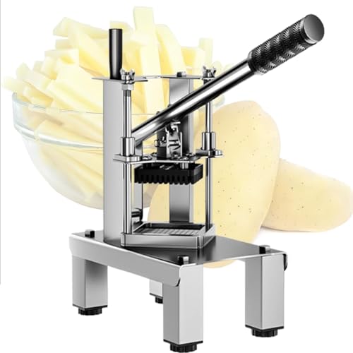 Picadora de frutas y verduras comercial, máquina de corte multifuncional con altura ajustable y base antideslizante, incluye 3 cuchillas de repuesto para una preparación eficiente de la cocina
