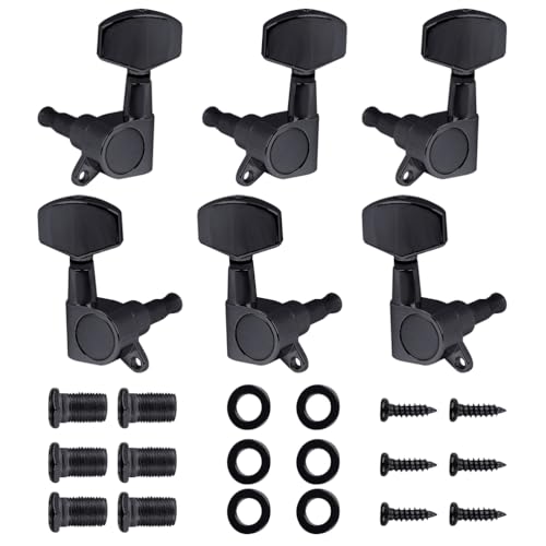 FOCCTS 6 Pieces Guitar String Tuning Pegs Guitar Tuner Machine Heads Knobs Guitar Tuning Pegs Guitar Tuner Keys for Fender Stratocaster Telecaster Electric Guitar (3 Left + 3 Right)