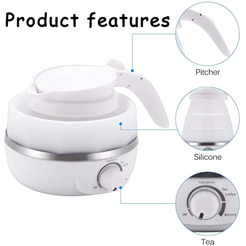 Chaleiras elétricas de silicone de grau para viagem Chaleira elétrica dobrável com voltagem dupla e