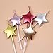 GKanMore 10 Count Metallic Cake Candles Multi-Color Star Cake Candle Topper with Holder for Wedding Party Birthday Cake Decoration (Star Shape)