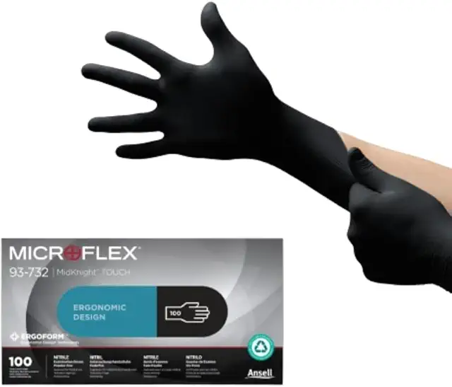 Gants alimentaires jetables Ansell Microflex 93-732 en nitrile sans latex, taille L, boîte de 100