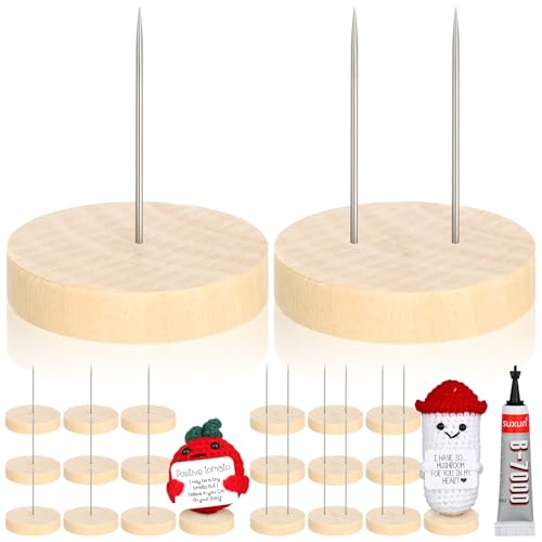 Threehoney 24 Pcs Wooden Doll Stand, 1.77 Inch
