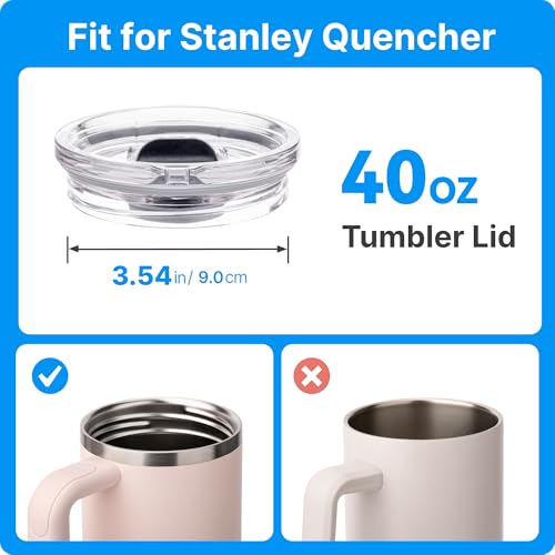 Image of 40oz Replacement Lid for 40oz Stanley Quencher H2.0 FlowState Tumber, Leak Proof Lid Fit for Stanley Cup, Reusable Dustproof Tumbler Cover