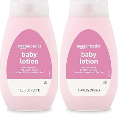 Amazon Basics Baby Lotion, Mild & Gentle, Lightly scented, 13.6 Fl Oz (Pack of 2) (Previously Solimo)