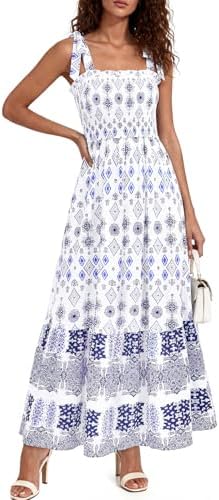 PRETTYGARDEN Women's 2026 Summer Maxi Dress Tie Straps Floral Bea...