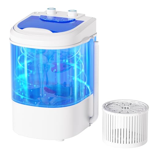 Superday Mini Portable Washing Machine, Single Tub Compact Laundry with Spin Cycle, 6.6LBS Washing Capacity Small Electric Washer Machine for Home, Apartments,...