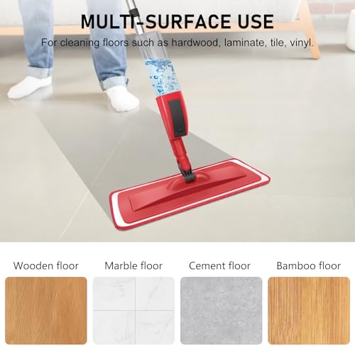Image of NileHome Mops for Floor Cleaning, Dust Mop with 3 pcs Washable Pads and 400ml Refillable Bottle Floor Mop for Household or Commercial Use Wet Mop for Hardwood Laminate Tile Ceramic