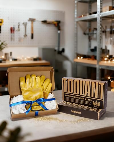 Image of toolant Winter Leather Work Gloves, Warm 3M Thinsulate Lining for Cold Weather Work, Thermal Insulated Gloves