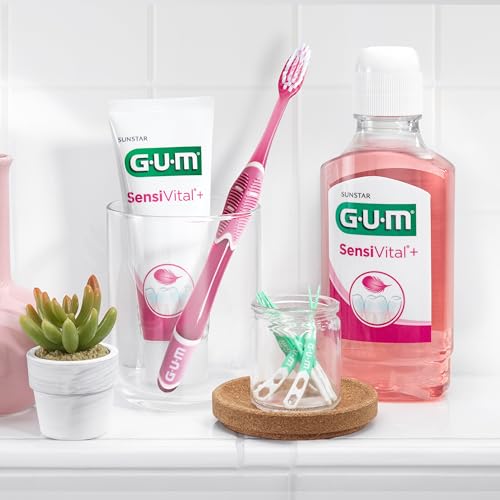 GUM PRO SENSITIVE Zahnbürste | ultraweiche Borsten für empfindliche Zähne und Zahnfleisch | kompakter Kopf | 4 x 1 Stück (mit 1 Gratisprobe) – Bild 7