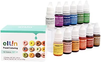 Eltin Food Coloring SET V1 - Gel Food Coloring Liquid For Baking | Edible Food Dye Coloring For Cake Decorating, Cookie Decorating, Slime | Easter, Christmas, Halloween Food Coloring Gel | Vegan Gel Food Coloring Set (12 Colors, 0.35oz/ea)