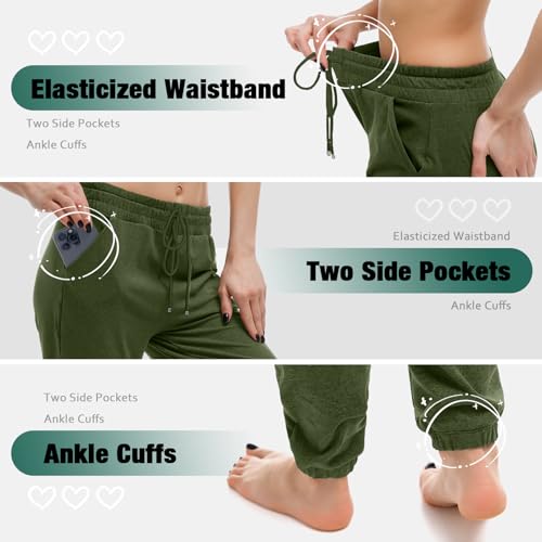 Image of Walifrey Womens Joggers with Pockets, Drawstring Sweatpants Women for Lounging Jogging Workout and Gym