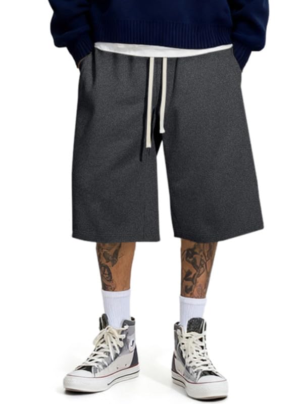 JMIERR Herren Kurze Hosen Baggy Sweatpants Kurz Sommershorts | Loose Fit,3/4 Kurze Jogginghosen,Elastisch und Atmungsaktiv,Mit Kordelzug,Alltag und Freizeit,Gym,Workout